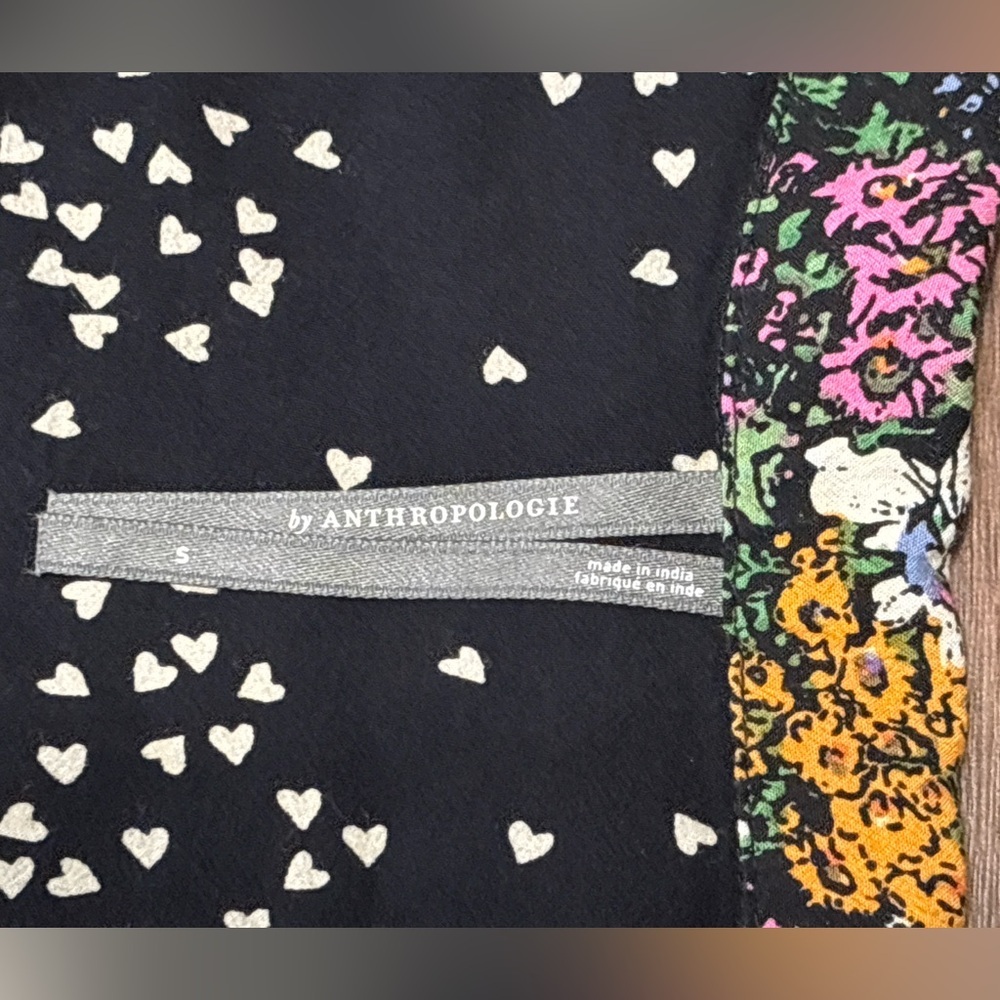 Anthropologie Black Pajama Set with Pink and Multicolor Accents - Picture 2 of 7